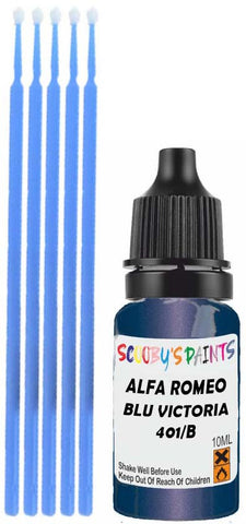 Close-up chip repair on 1998-2001 Alfa Romeo Spider in factory Blu Victoria Mica (paint code 401/B)