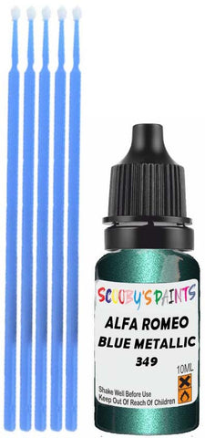 Close-up chip repair on 1968-1977 Alfa Romeo 1750 Berlina in factory Blue Metallic (paint code 349)