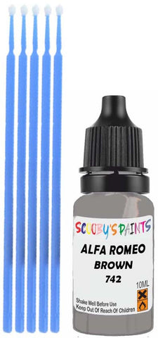 Close-up chip repair on 2000-2001 Alfa Romeo 147 in factory Brown Metallic (paint code 742)