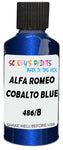 Detail brush applying Blue Metallic to a small door scratch on an Alfa Romeo Giulietta, clean OEM finish