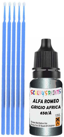 Close-up chip repair on 1998-2003 Alfa Romeo 156 Sw in factory Grigio Africa Metallic (paint code 650/A)