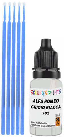 Close-up chip repair on 1950-1968 Alfa Romeo 1900 in factory Grigio Biacca (paint code 702)