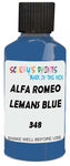 Detail brush applying Blue Solid to a small door scratch on an Alfa Romeo 2000 Berlina, clean OEM finish