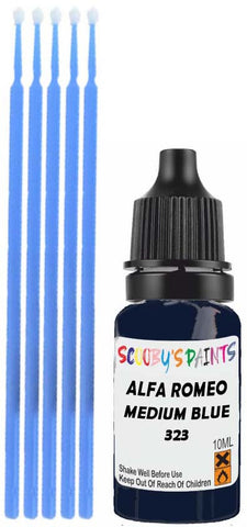 Close-up chip repair on 1965-1993 Alfa Romeo Spider in factory Medium Blue (paint code 323)