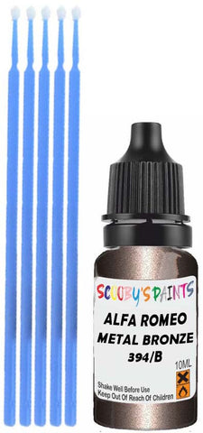 Close-up chip repair on 2011-2015 Alfa Romeo Mito in factory Metal Bronze Metallic (paint code 394/B)