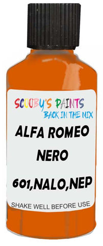 Detail brush applying Orange Solid to a small door scratch on an Alfa Romeo 156, clean OEM finish