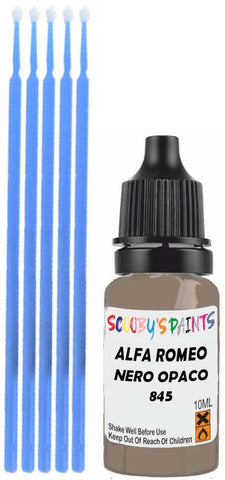 Close-up chip repair on 2016-2016 Alfa Romeo 4C in factory Nero Opaco (paint code 845)