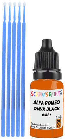 Close-up chip repair on 1988-2015 Alfa Romeo Crosswagon in factory Onyx Black (paint code 601 / NALO/NEPA)