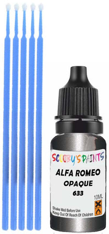 Close-up chip repair on 1991-1995 Alfa Romeo 164 in factory Opaque Graphite Metallic (paint code 633)