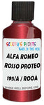 Detail brush applying Red Metallic to a small door scratch on an Alfa Romeo 166, clean OEM finish