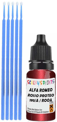 Close-up chip repair on 1994-2005 Alfa Romeo 164 Super in factory Rosso Proteo Metallic (paint code 195/A / ROOA)