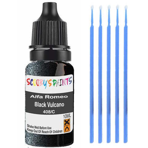 Touch Up Paint For Alfa Romeo All Models Black Vulcano 408/C Black Scratch Stone Chip 10Ml