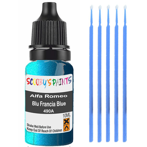 Touch Up Paint For Alfa Romeo 145 Blu Francia Blue 490A Blue Scratch Stone Chip 10Ml