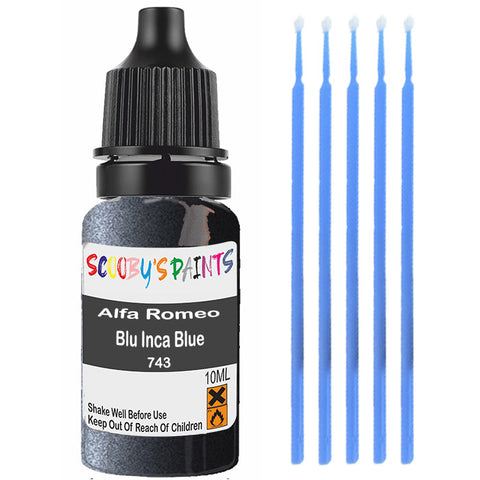 Touch Up Paint For Alfa Romeo 147 Blu Inca Blue 743 Silver/Grey Scratch Stone Chip 10Ml