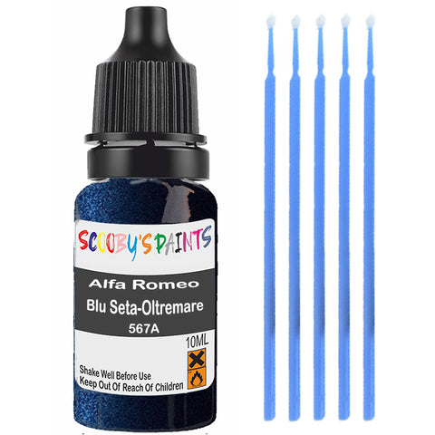 Touch Up Paint For Alfa Romeo Alfa Gt Blu Seta-Oltremare Blue 567A Blue Scratch Stone Chip 10Ml
