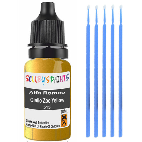 Touch Up Paint For Alfa Romeo Spider Giallo Zoe Yellow 513 Yellow Scratch Stone Chip 10Ml