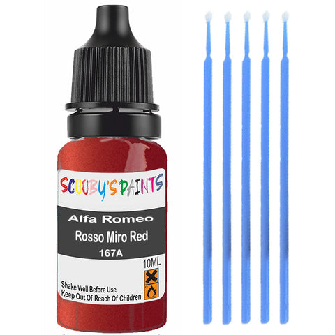 Touch Up Paint For Alfa Romeo Spider Rosso Miro Red 167A Red Scratch Stone Chip 10Ml