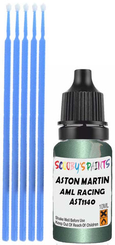 Close-up chip repair on 2000-2001 Aston Martin Db7 Coupe in factory Aml Racing Green Metallic (paint code AST1140)