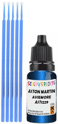 Close-up chip repair on 2000-2005 Aston Martin V12 in factory Aviemore Blue Mica (paint code AST1229)