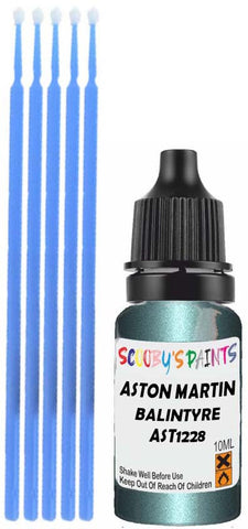 Close-up chip repair on 2003-2010 Aston Martin V12 in factory Balintyre Blue Metallic (paint code AST1228)