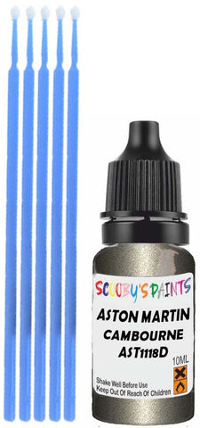 Close-up chip repair on 2004-2005 Aston Martin Vantage in factory Cambourne Green Metallic (paint code AST1118D)