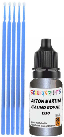 Close-up chip repair on 2007-2011 Aston Martin Vanquish S in factory Casino Royal Metallic (paint code 1530)