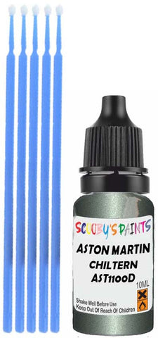 Close-up chip repair on 2002-2005 Aston Martin Db9 in factory Chiltern Green Metallic (paint code AST1100D)