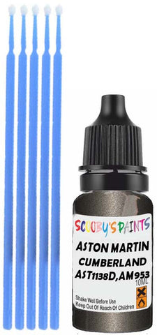 Close-up chip repair on 2018-2022 Aston Martin Dbs in factory Cumberland Grey Metallic (paint code AST1138D,AM9533)