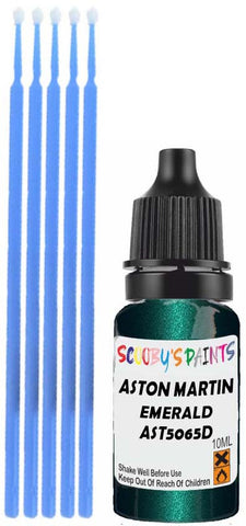 Close-up chip repair on 2007-2014 Aston Martin V8 Vantage Roadster in factory Emerald Green Pearl (paint code AST5065D)