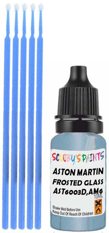 Close-up chip repair on 2017-2022 Aston Martin Dbx in factory Frosted Glass Blue Pearl Metallic (paint code AST6003D,AM6003)