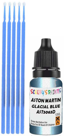 Close-up chip repair on 2007-2014 Aston Martin Db9 in factory Glacial Blue 2 Metallic (paint code AST5063D)