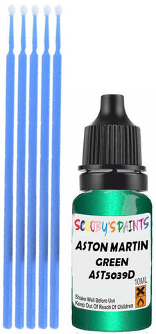 Close-up chip repair on 2003-2005 Aston Martin Vantage in factory Green Metallic (paint code AST5039D)