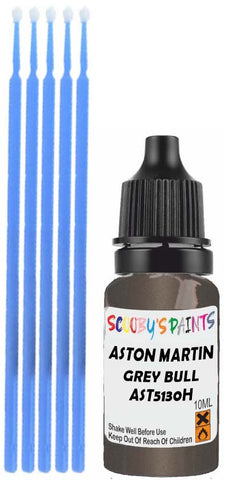 Close-up chip repair on 2011-2016 Aston Martin Db9 in factory Grey Bull Metallic (paint code AST5130H)