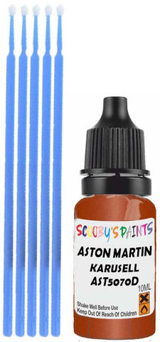 Close-up chip repair on 2008-2010 Aston Martin Dbs in factory Karusell Orange Metallic (paint code AST5070D)