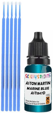 Close-up chip repair on 2005-2007 Aston Martin Db9 in factory Marine Blue Pearl (paint code AST1347D)