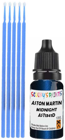 Close-up chip repair on 2003-2022 Aston Martin Vantage in factory Midnight Blue Pearl (paint code AST1341D)