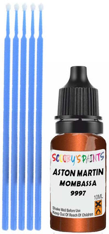 Close-up chip repair on 2008-2008 Aston Martin Db9 in factory Mombassa Orange Metallic (paint code 9997)