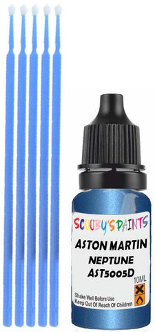 Close-up chip repair on 2004-2005 Aston Martin Db7 Vantage in factory Neptune Metallic (paint code AST5005D)