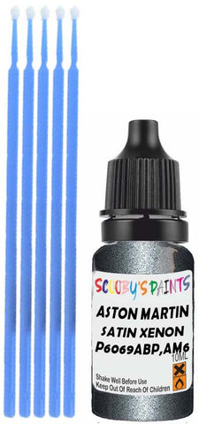 Close-up chip repair on 2018-2022 Aston Martin Dbx in factory Satin Xenon Grey Metallic (paint code P6069ABP,AM6069)