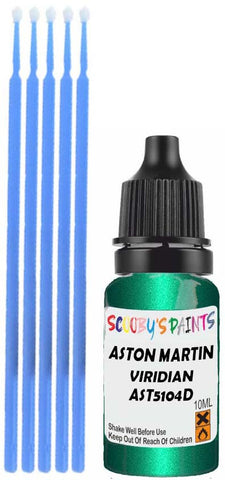 Close-up chip repair on 2011-2016 Aston Martin Cygnet in factory Viridian Green Metallic (paint code AST5104D)