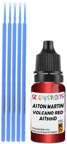 Close-up chip repair on 2012-2018 Aston Martin Db9 in factory Volcano Red Metallic (paint code AST5151D)