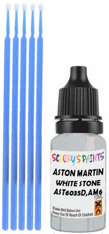 Close-up chip repair on 2019-2022 Aston Martin Dbx in factory White Stone (paint code AST6035D,AM6035)