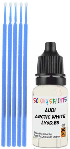 Close-up chip repair on 2002-2007 Audi A4 in factory Arctic White (paint code LY9D,B5)