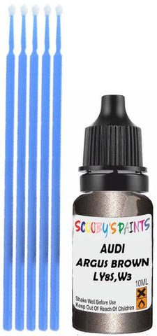 Close-up chip repair on 2013-2021 Audi A3 Limousine in factory Argus Brown Metallic (paint code LY8S,W3)