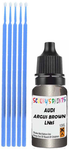 Close-up chip repair on 2022-2024 Audi Q6 E-Tron in factory Argus Brown Metallic Matt Tex (paint code LN8S)