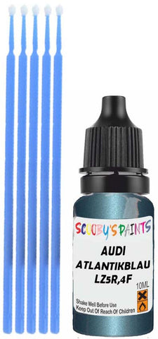 Close-up chip repair on 1997-2004 Audi A2 in factory Atlantikblau Perleffekt (paint code LZ5R,4F)