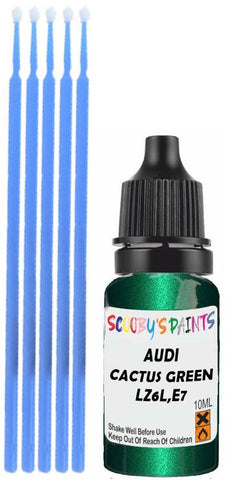 Close-up chip repair on 1995-2004 Audi A8 in factory Cactus Green Pearl (paint code LZ6L,E7)