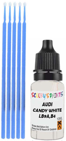 Close-up chip repair on 1992-2023 Audi A1 Sportback in factory Candy White (paint code LB9A,B4)