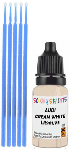 Close-up chip repair on 1994-2008 Audi A6 in factory Cream White (paint code LR901,V5)