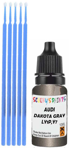 Close-up chip repair on 2010-2023 Audi A1 in factory Dakota Gray Metallic (paint code LY1P,Y7)